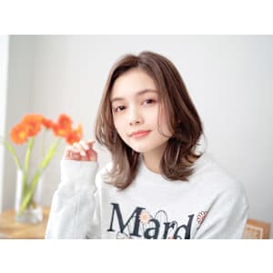 レイヤーロブ/レイヤーカット/グレーベージュ/ミディアム