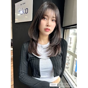 レイヤーカットウルフカット韓国グレージュ