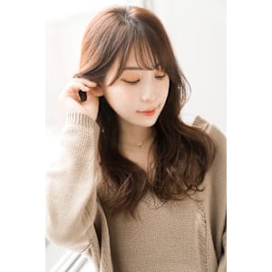 シースルー・ミディ波巻き・顔周りレイヤー・小顔韓国風スタイル