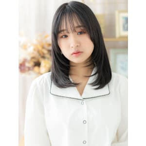 透明感グレージュアッシュレイヤーセミディ　秋色