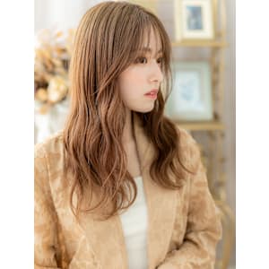 波巻きウェーブ大人ガーリーフェミニンロング　秋色