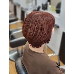 ショートボブ×ピンクブラウン　40代/50代