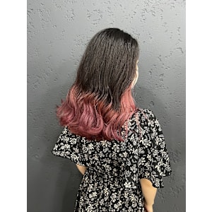 ピンクグラデーションカラー池袋韓国ヘア