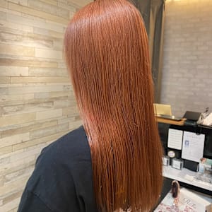 ダブルカラーオレンジハイトーンロングシアーカラー