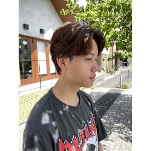 ブラウンカラー×ニュアンスセンターパート