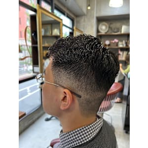 七三ヘア×パーマスタイル