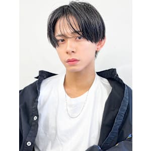 センターパートウルフカットツイストスパイラルパーマゆるめ黒髪