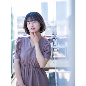 王道ボブスタイル×カーキベージュ