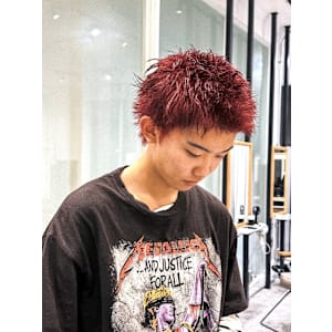 スパイキーショートレッドカラー/keshiki 大名 