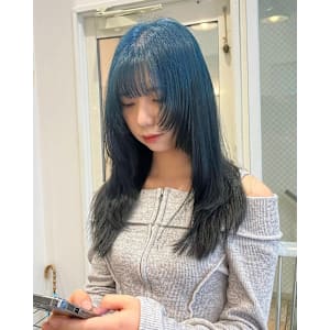 ブルー×ブラック　ブリーチルーツカラー