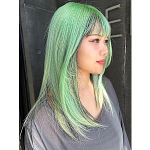 ハイトーンペールグリーン　インナーグレー　ダブルカラー