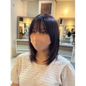 ミディアム/ナチュラル/ストレートレイヤー/ピンクブラウン