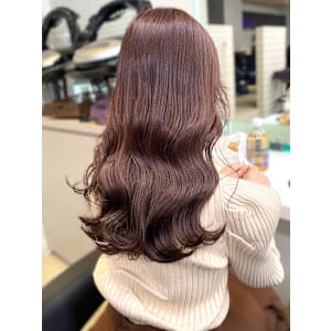 チェリーブラウン　透明感カラー　ブリーチなしカラー　ツヤ髪