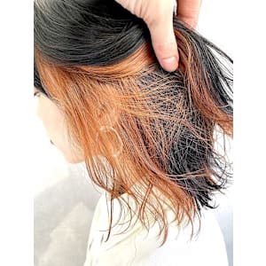 ブリーチインナーカラーオレンジミディ/keshiki 大名 