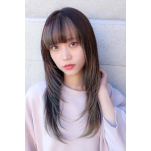 ★前髪 アンブレラカラーこなれミディイメチェンレイヤーカット