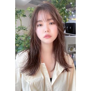 前髪アンブレラカラーこなれミディイメチェンウェーブパーマ美髪