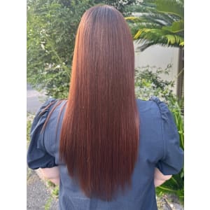 オレンジブラウン　ブリーチなしダブルカラー　暖色系カラー