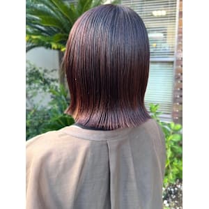 ぱつっとボブ　外ハネボブ　マロンブラウン　髪質改善