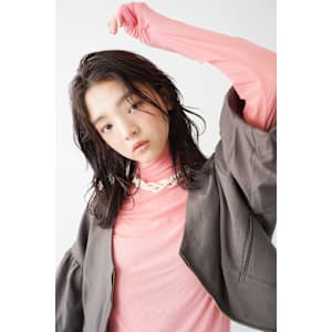 くびレイヤーエモージュ前髪モテベージュレイヤーミディ/吉祥寺