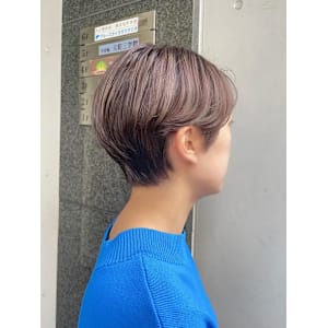 ハンサムショート×秋カラー×前髪なし×30代40代×横浜