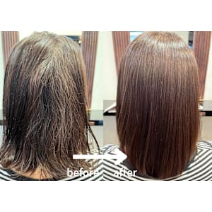 【-10歳のツヤに】毛先まで柔らかく手触りバツグン縮毛矯正赤