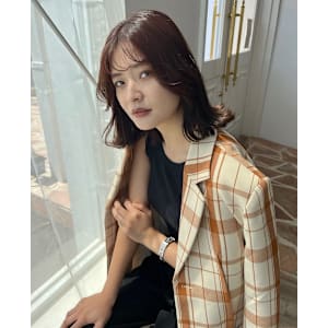 red brown×顔周りcut