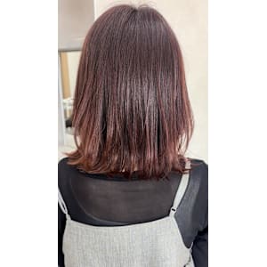 外はねボブ/ピンクブラウン/くびれボブ/ミディアムヘア