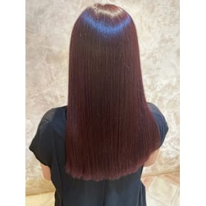 バイオレットカラー　ベージュ　暖色系カラー　セミロング　