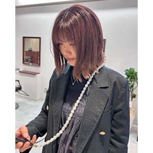 【Look at】ピンクベージュ切りっぱなし外ハネボブ