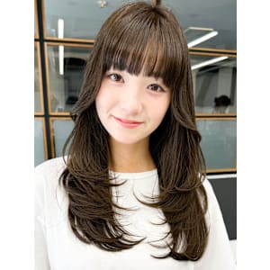 韓国美髪レイヤーロングくびれワンカールハッシュカットレイヤー