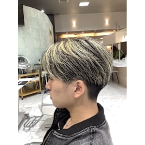 センター分け　ハイライト