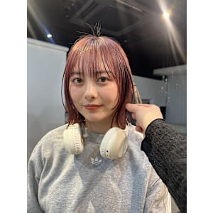 抜け感切りっぱなしボブ×チェリーレッド♪