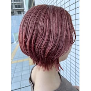 《cropes辻堂 阿部》愛されピンクカラーとレイヤーボブ