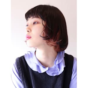 『インナーカラー』オリーブグレー×オレンジ