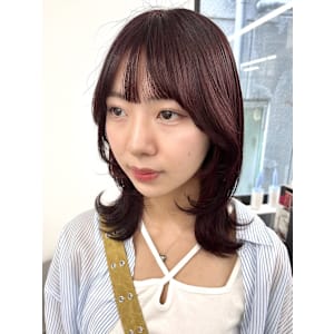 ピンクブラウンカラー　ブリーチなしカラー