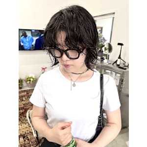 ボブパーマ　黒髪ボブ　前髪パーマ