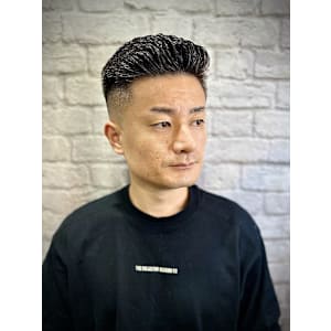 ビジネスヘア×フェードオールバック【理容室/フェード】