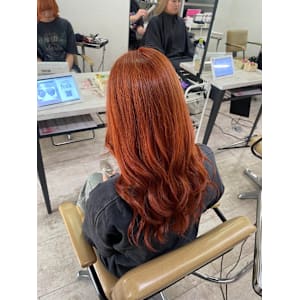 オレンジブラウンケアブリーチロングレイヤー所沢練馬ひばりヶ丘