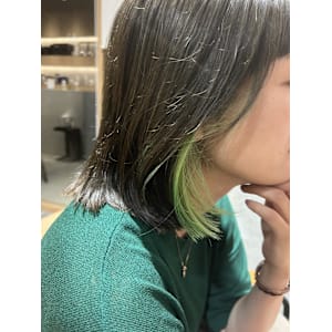 【sourire南大分】インナーカラー×グリーン×ボブ