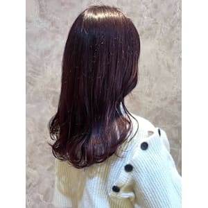 ラベンダーブラウン　上品カラー　セミロング　レイヤーカット