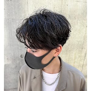 スパイラルショート ツーブロックマッシュ スパイラルパーマ