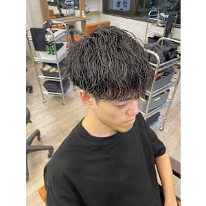 メンズカット爽やか刈り上げマッシュ波巻きパーマ