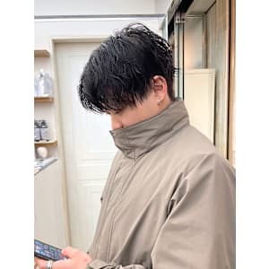 メンズカットアッシュブラックカルマパーマベリーショート