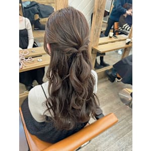 大人レイヤーロング韓国ハーフアップブロンドベージュ