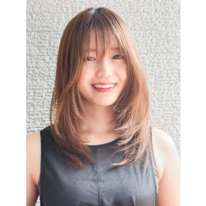 ベージュ/くびレイヤー/ミディアム/20代30代40代