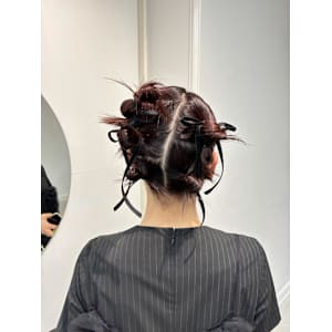 ボブヘアアレンジ/ツインシニヨンアレンジ/リボンアレンジ