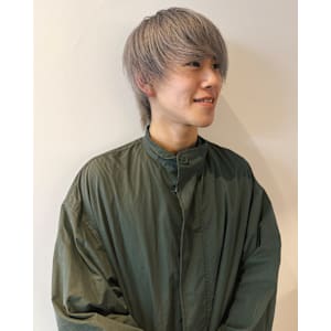 メンズウルフ/ホワイトシルバー/メンズカットハイトーンカラー