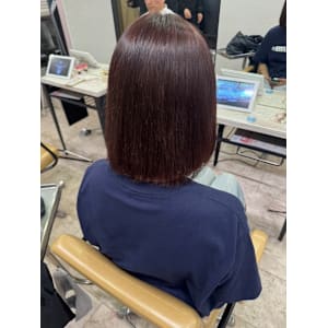 ピンクベージュ小顔ワンレンケアブリーチ所沢