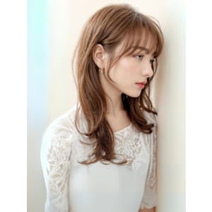 ゆるふわ巻き 斜めバング グレージュカラー シルキーベージュ