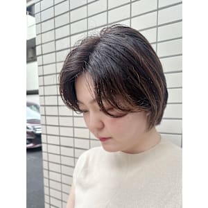 王道ショートカット/丸みショートカット/ベージュカラーカット